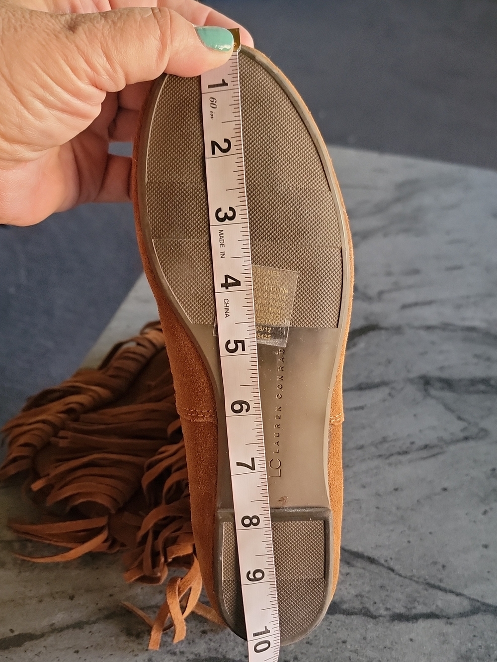 LAUREN CONRAD Fringed Moccasin Suede Boots Brown Size 8.5M - Picture 12 of 12